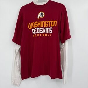 VTG‎ Y2K Reebok NFL Washington Redskins Mens Small Shirt Maroon Layered Tee